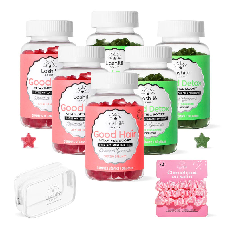 Pack 3 Good Hair + 3 Good Detox + Trousse + Chouchous Satin - Lashilé Beauty