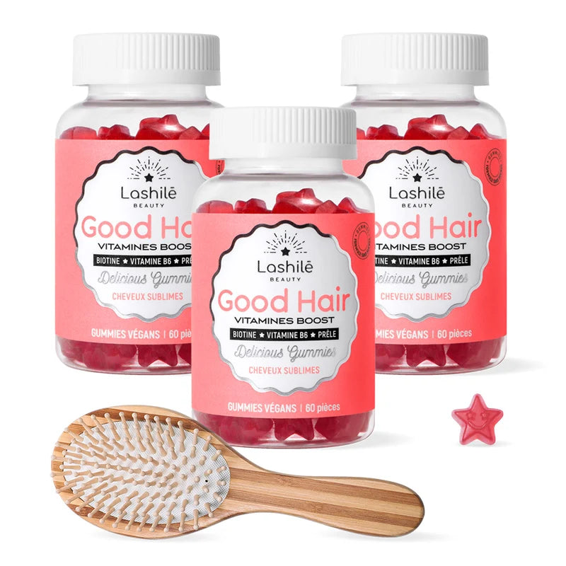 Gummies Good Hair - Pack X3 + Brosse Bambou