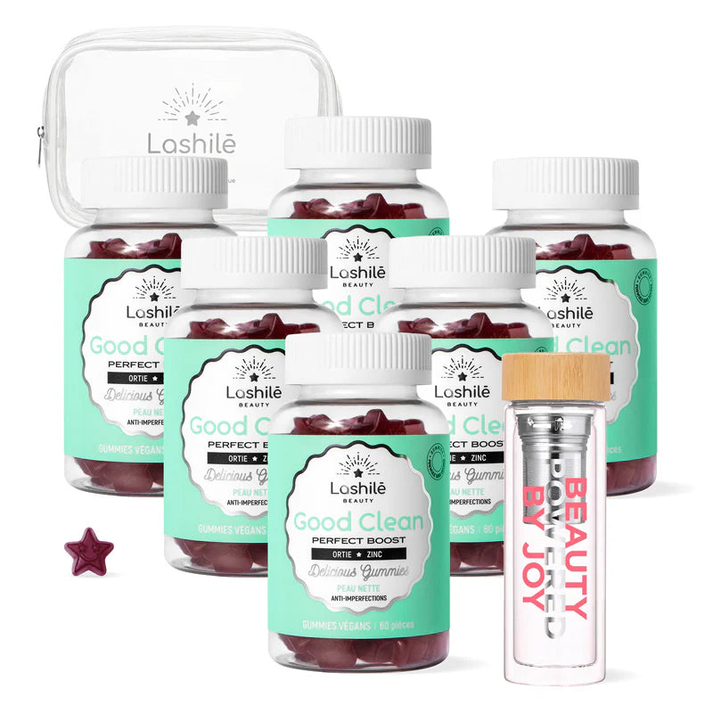 Gummies Good Clean Pack X6 avec bouteille infuseur et trousse transparente Lashilé