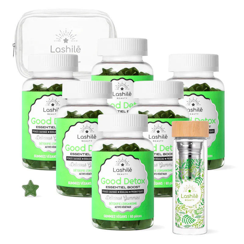 Gummies Good Detox Pack X6 avec bouteille infuseur et trousse transparente Lashilé