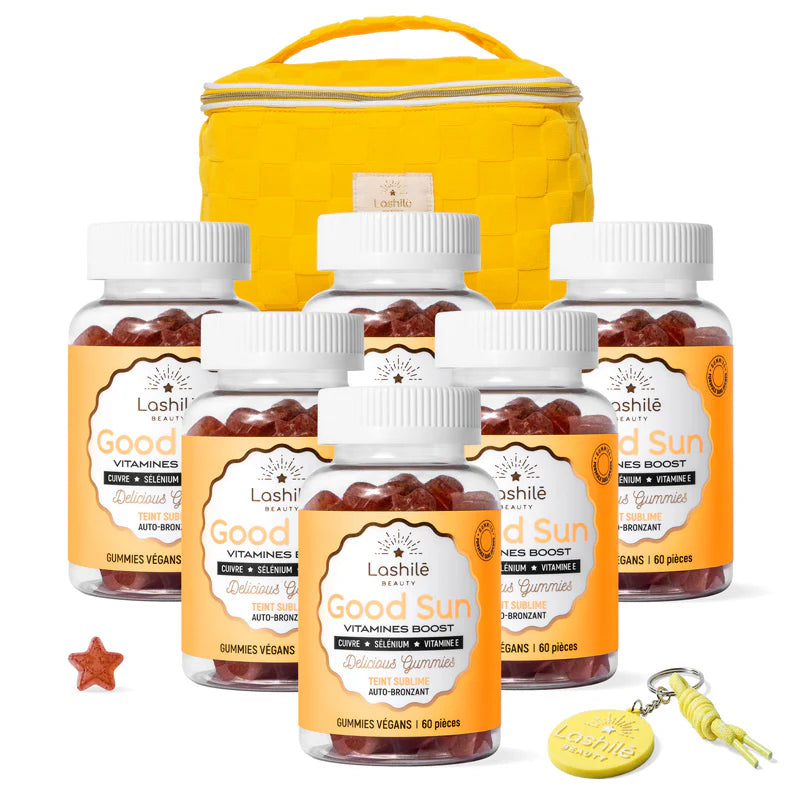 Gummies Good Sun Pack X6 avec vanity jaune et porte-clés Lashilé