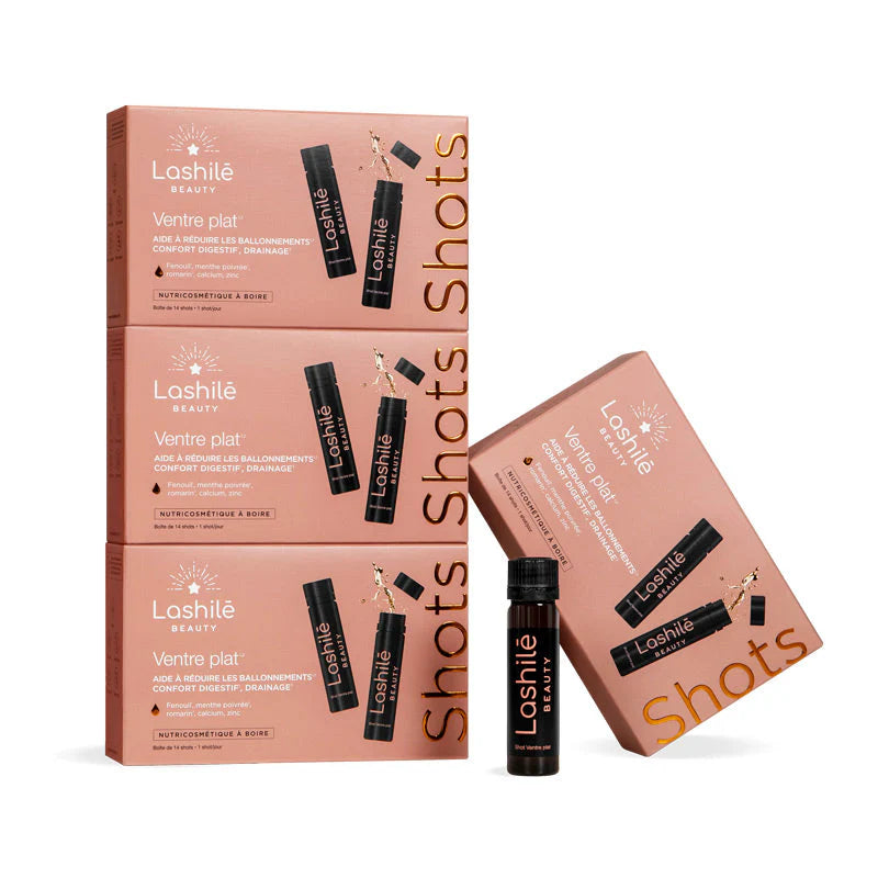 Shots Ventre Plat Pack X4 Lashilé Beauty - Confort Digestif et Drainage